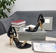 TOM FORD LEATHER CHAIN HEEL ANKLE STRAP SANDAL BLACK W3070T-LCL002 - 3