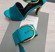 TOM FORD SATIN BUCKLE ANKLE STRAP SANDAL AQUA W3072T-TSA001 - 3