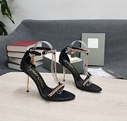 TOM FORD SHINY LEATHER PADLOCK POINTY NAKED SANDAL BLACK W3078T-LKD002 - 1