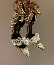 TOM FORD Metallic Crystal Ankle-tie Sandals In Gold + Crystal - 3