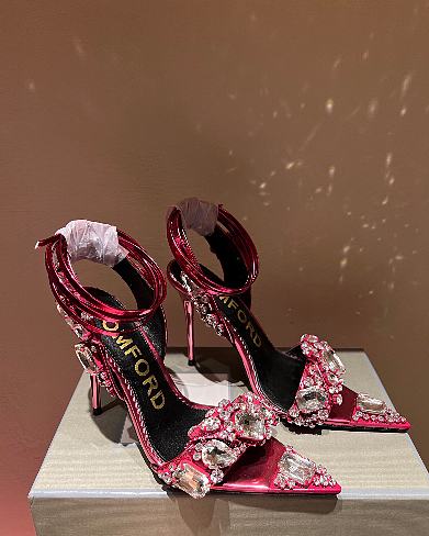 TOM FORD Metallic Crystal Ankle-tie Sandals In Pink - 1