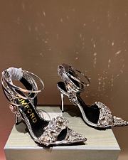 TOM FORD Metallic Crystal Ankle-tie Sandals In White - 1