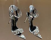 TOM FORD Metallic Crystal Ankle-tie Sandals In White - 2