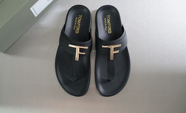 Tom Ford Men's Black Leather Sandals - 1