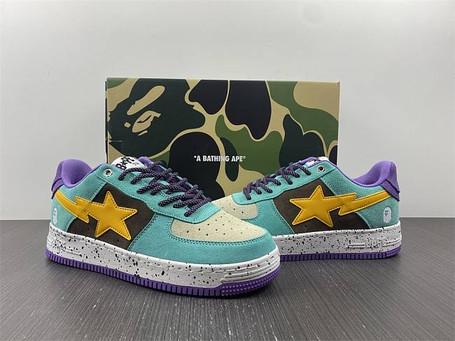 A Bathing Ape Bape Sta Teal Brown Yellow Suede - 1