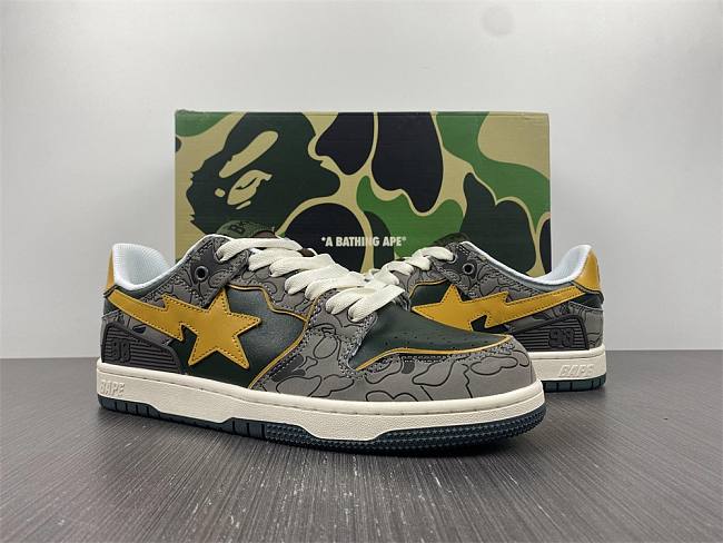 A Bathing Ape Bape SK8 Sta Grey Mustard Yellow - 1