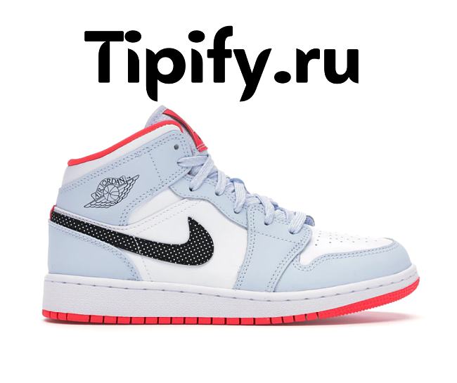 Air Jordan 1 Mid Half Blue Black White Red Shoes CU2802-400 - 1