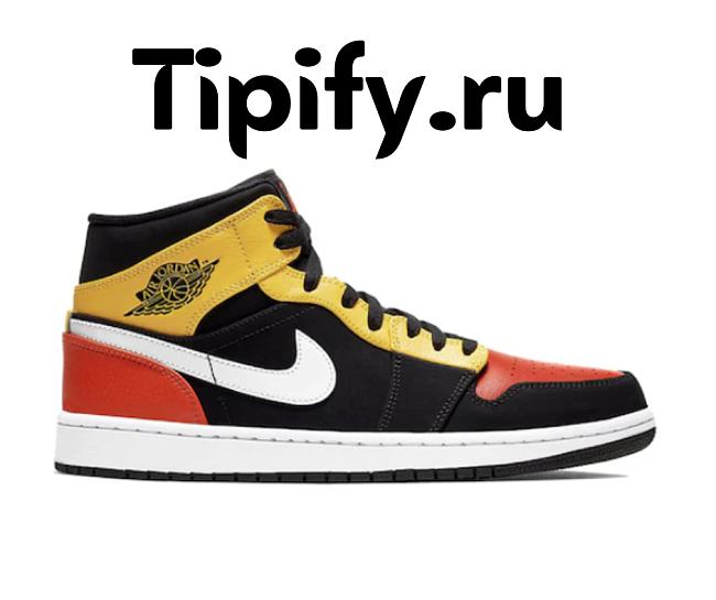 Air Jordan 1 Mid Black Amarillo Orange 852542-087 - 1