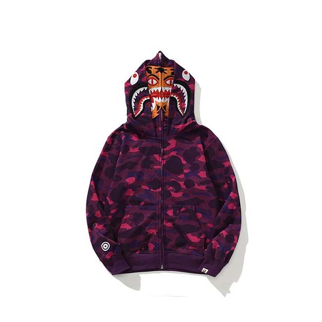 Bape Color Camo Shark Full Zip Hoodie Purple 3590