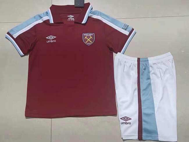 West Ham Away Kids Adult Soccer Kits Uniforms In Red - 1