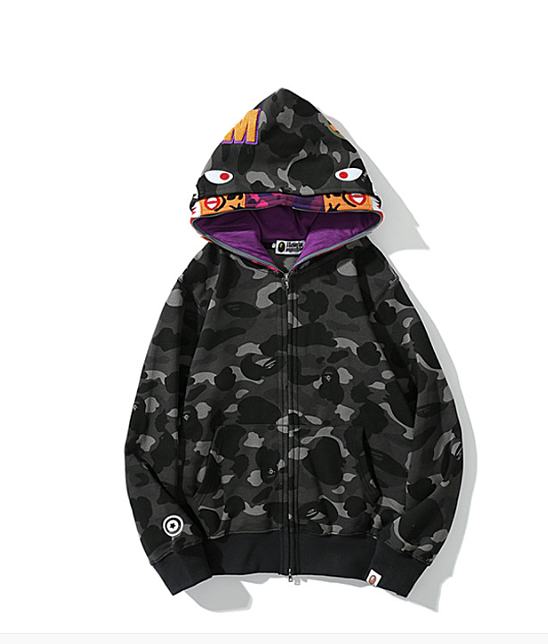 BAPE ABC Camo Shark Full Zip Hoodie Black FW19 - 1