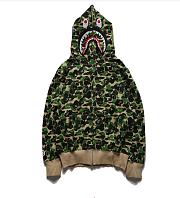 BAPE ABC Camo Shark Full Zip Hoodie Green - 1