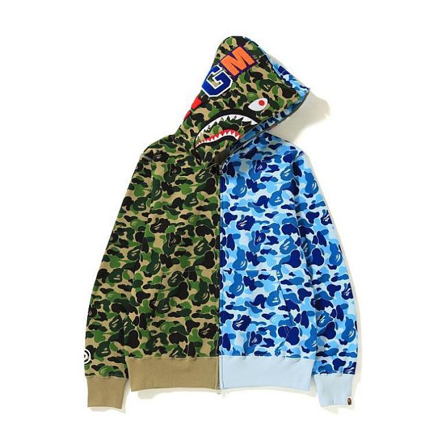 BAPE ABC Separate Shark Full Zip Hoodie Green/Blue - 1