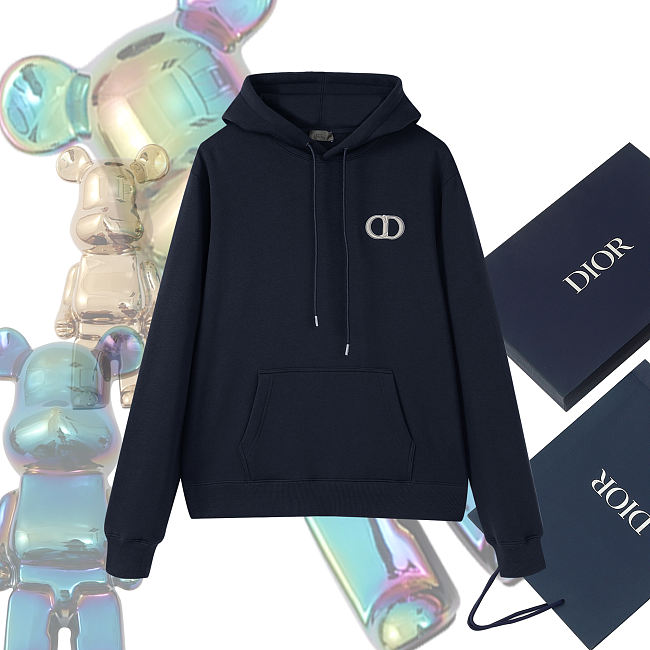 Dior CD Icon Hooded Sweatshirt Dark Blue - 1
