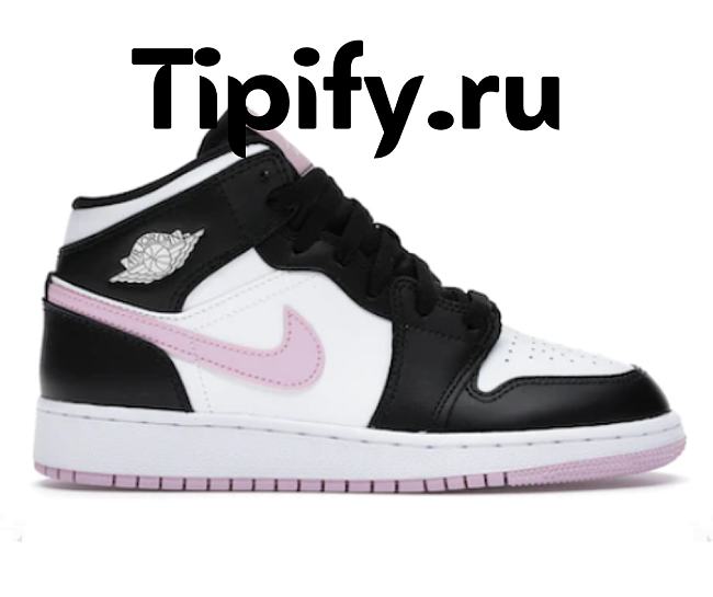 AIR Jordan 1 Mid White Black Light Arctic Pink (GS) 555112-103  - 1