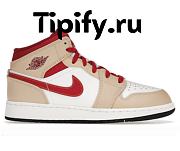 Air Jordan 1 Mid Beige Red (GS) 554725-201 - 1