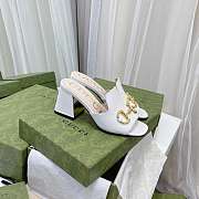 Gucci Horsbit 75mm Heeled Sandal White Leather 655412 BKO00 9022 - 2