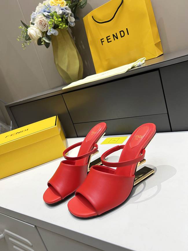 Fendi First White leather high-heeled sandals Red 95mm - 1