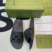 Women's rubber Gucci slide sandal Black rubber 573922 JDR00 1000 - 4