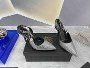 Versace Safety Pin Embellished Slingback Pumps Silver - 3