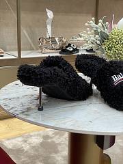 Balenciaga Furry 80mm Sandal in black fake shearling, white Political Campaign embroideries Black 656632W2DO11096 - 6