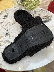 Balenciaga Furry 80mm Sandal in black fake shearling, white Political Campaign embroideries Black 656632W2DO11096 - 3