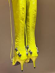 Balenciaga Women's Cagole 90mm Boot in neon yellow Arena lambskin 694395WAD4E7381 - 2