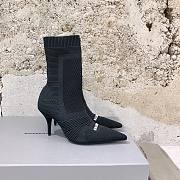 Balenciaga Women's Knife 2.0 80mm Bootie in black and white textured recycled knit 671122W2CW11090 - 2