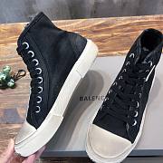 Balenciaga Women's Paris High Top Sneaker in black destroyed cotton and white rubber 688756W3RC11090 - 6