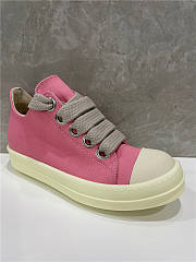 Rick Owens Canvas Low Top Jumbo Laced Pink Sneakers - 5