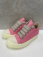 Rick Owens Canvas Low Top Jumbo Laced Pink Sneakers - 3