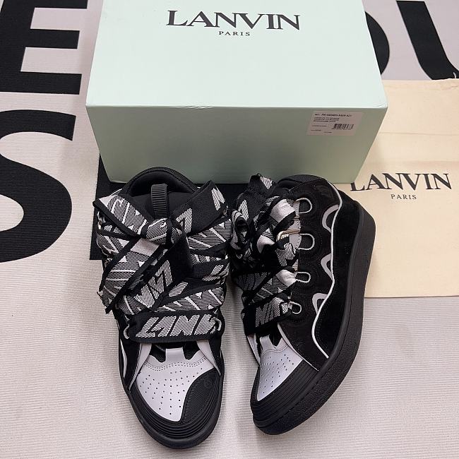 Lanvin Leather Curb And Mesh Sneaker Black/Silver - 1