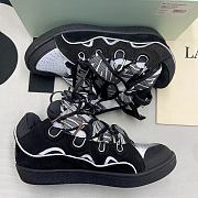 Lanvin Leather Curb And Mesh Sneaker Black/Silver - 4