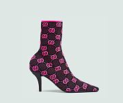 Gucci Women's GG knit ankle boots Black and fluorescent fuchsia 718378 FAAQP 8610 - 1