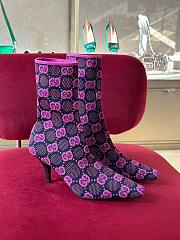 Gucci Women's GG knit ankle boots Black and fluorescent fuchsia 718378 FAAQP 8610 - 2