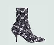 Gucci Women's GG knit ankle boots Black and White ‎718378 FAAQP 1008 - 1