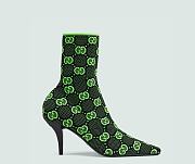 Gucci Women's GG knit ankle boots Black and fluorescent yellow ‎718378 FAAQP 1004 - 1