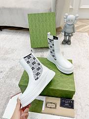 Women's boot with GG jersey White leather 718718 AAA8L 9059 - 2