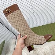 Women's GG knee-high boot Beige and ebony GG canvas 678278 HVKL0 9786 - 5