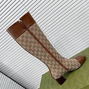 Women's GG knee-high boot Beige and ebony GG canvas 678278 HVKL0 9786 - 3