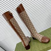 Women's GG knee-high boot Beige and ebony GG canvas 678278 HVKL0 9786 - 4