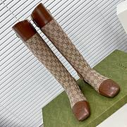 Women's GG knee-high boot Beige and ebony GG canvas 678278 HVKL0 9786 - 2