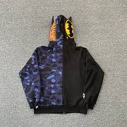 BAPE x DC Batman Split Color Camo Full Zip Hoodie #2 Black/Blue SS19 - 3