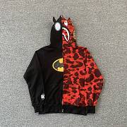 BAPE x DC Batman Split Color Camo Full Zip Hoodie #2 Black/Red SS19 - 1