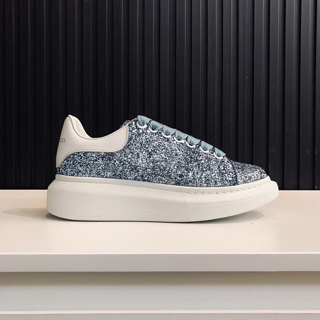 Alexander McQueen Blue Galaxy Glitter Oversized Sneakers - 1