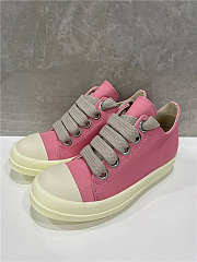 Rick Owens Canvas Low Top Jumbo Laced Pink Sneakers - 1