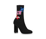 Louis Vuitton Black Stretch Fabric LV Black Heart Sock Ankle Boots - 1