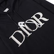 Dior Cotton 3D Embroidery Logo Long Sleeve Black Hoodie - 5