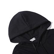 Dior Cotton 3D Embroidery Logo Long Sleeve Black Hoodie - 4