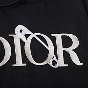 Dior Cotton 3D Embroidery Logo Long Sleeve Black Hoodie - 2